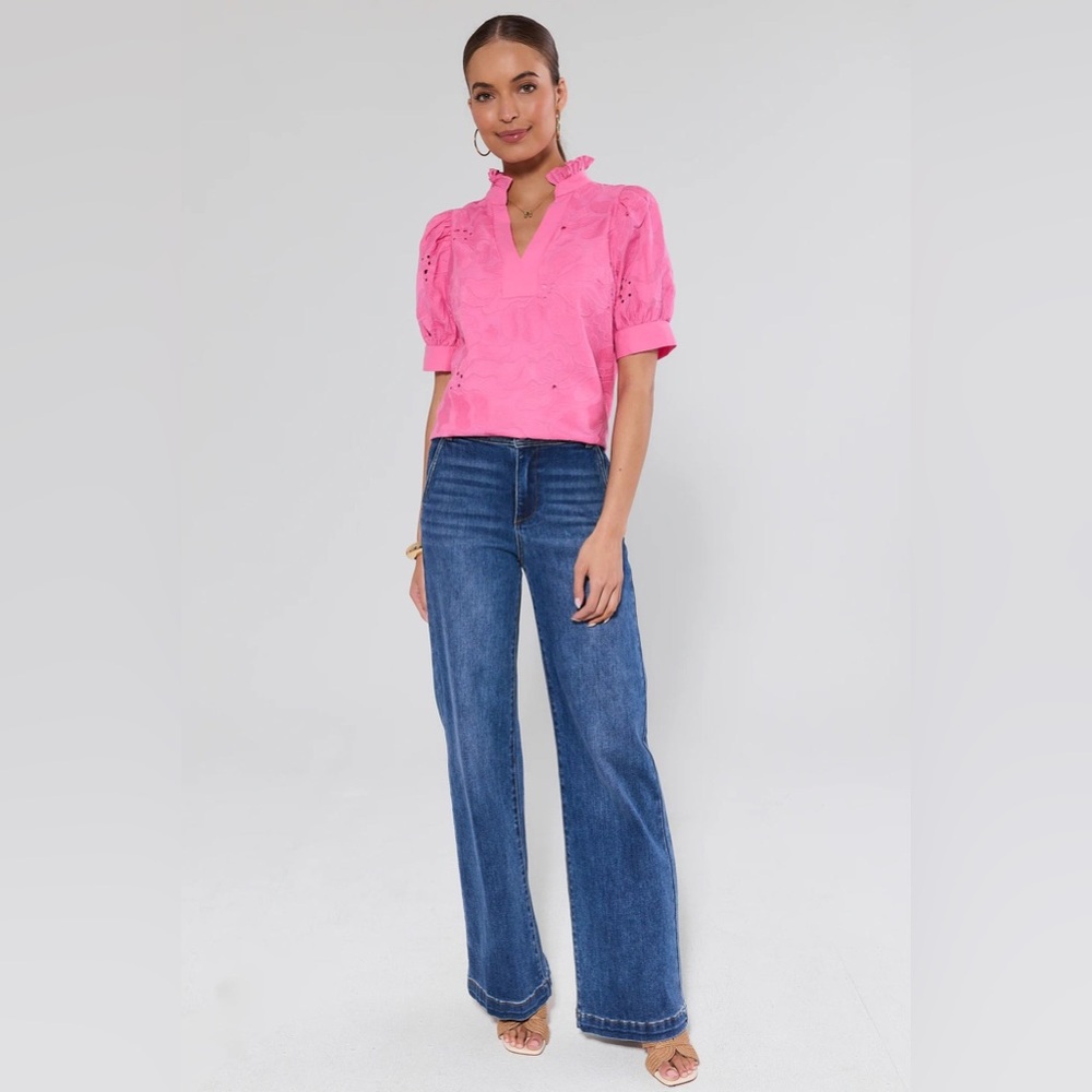 NWT Avara Elsa Pink Eyelet Spring Blouse Top - small/medium - pink - Picture 3 of 9